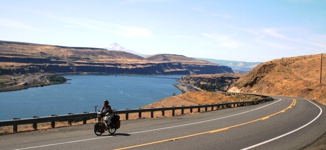 Riding the Columbia River Gorge.